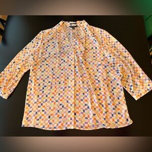 Investments Caroline Tunic Top Blouse 2XL V-neck 3/4 Sleeve NWT $59